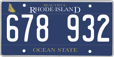 RI license plate 678932