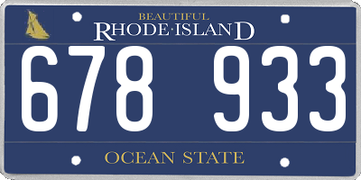 RI license plate 678933