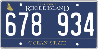 RI license plate 678934