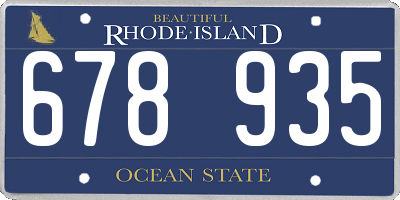 RI license plate 678935