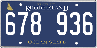 RI license plate 678936