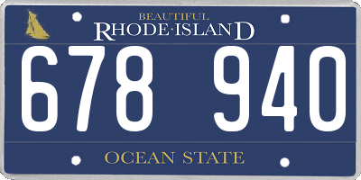 RI license plate 678940