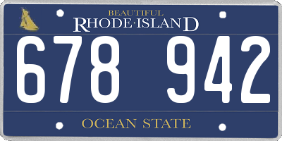 RI license plate 678942