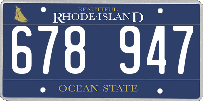 RI license plate 678947