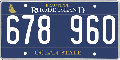 RI license plate 678960
