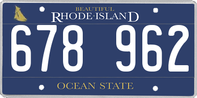 RI license plate 678962