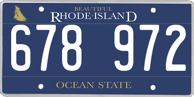 RI license plate 678972