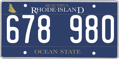 RI license plate 678980
