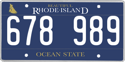 RI license plate 678989