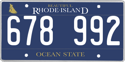 RI license plate 678992