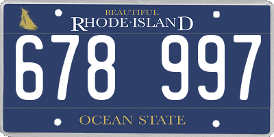 RI license plate 678997