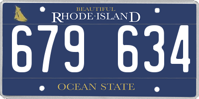 RI license plate 679634