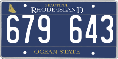 RI license plate 679643
