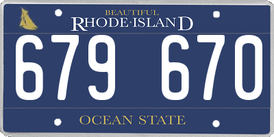 RI license plate 679670