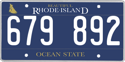 RI license plate 679892