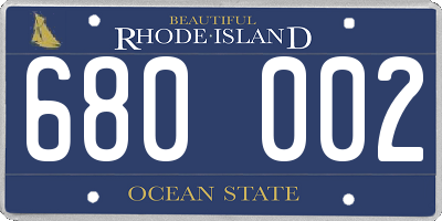 RI license plate 680002