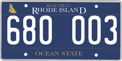 RI license plate 680003