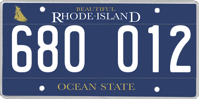 RI license plate 680012