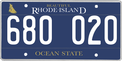 RI license plate 680020