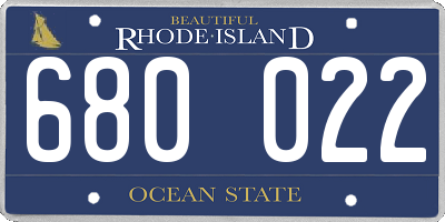 RI license plate 680022