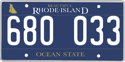 RI license plate 680033