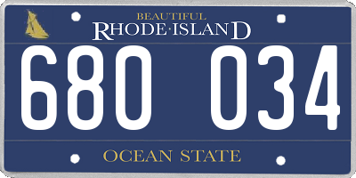 RI license plate 680034