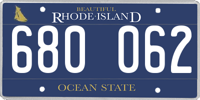RI license plate 680062