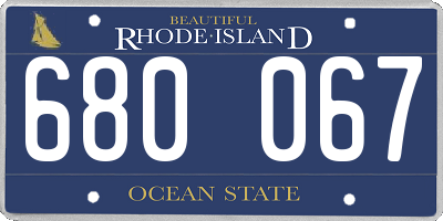 RI license plate 680067