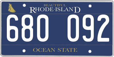 RI license plate 680092