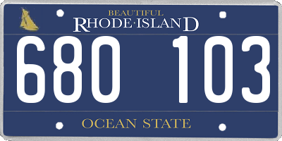 RI license plate 680103