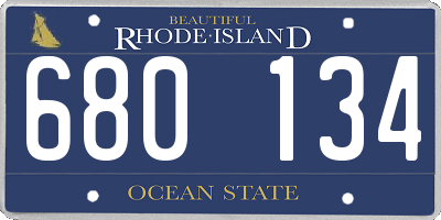 RI license plate 680134