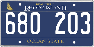 RI license plate 680203