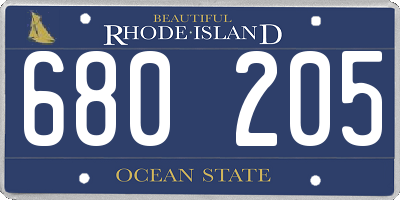 RI license plate 680205