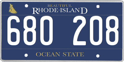 RI license plate 680208