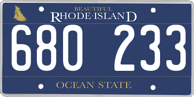 RI license plate 680233