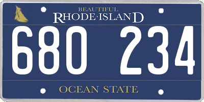 RI license plate 680234