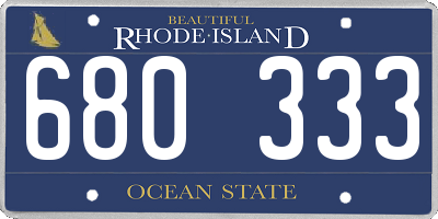 RI license plate 680333