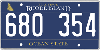 RI license plate 680354
