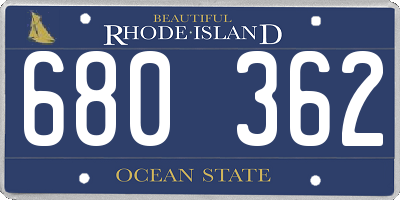 RI license plate 680362