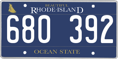 RI license plate 680392