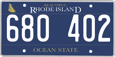 RI license plate 680402