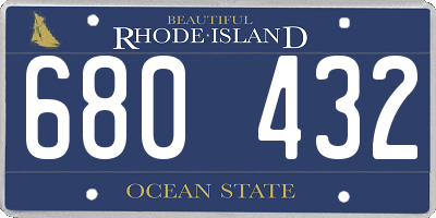 RI license plate 680432