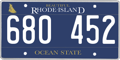 RI license plate 680452
