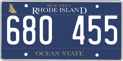 RI license plate 680455