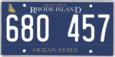 RI license plate 680457