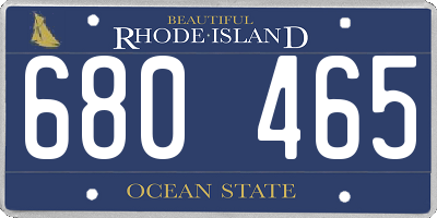 RI license plate 680465