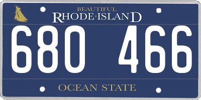 RI license plate 680466