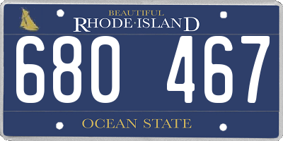 RI license plate 680467