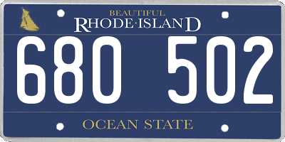 RI license plate 680502