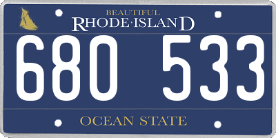 RI license plate 680533